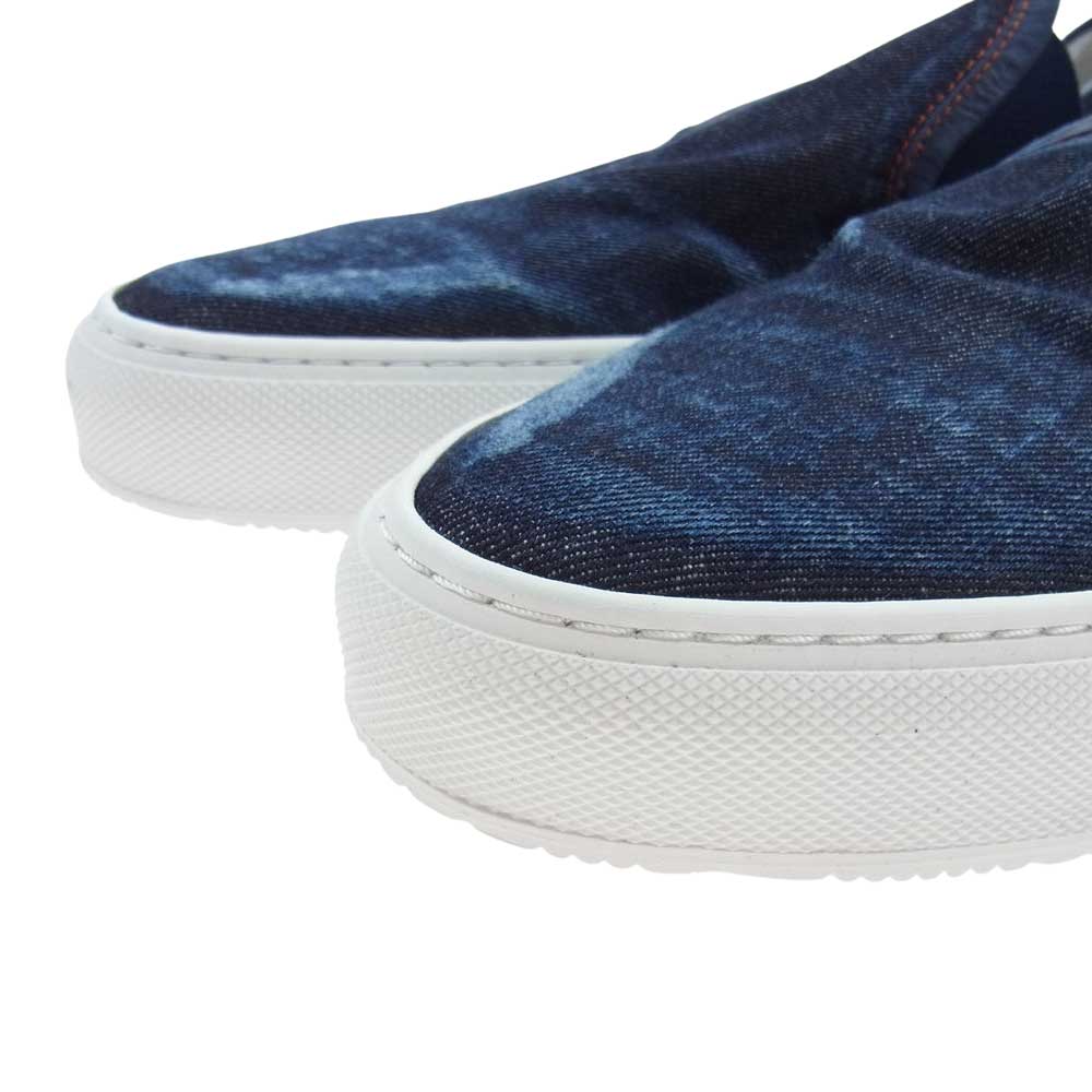 1piu1uguale3 ウノピュウノウグァーレトレ PHILIPPE MODEL フィリップモデル別注 TROPEZ DENIM USED加工 デニム スリッポン インディゴブルー系 42【極上美品】【中古】