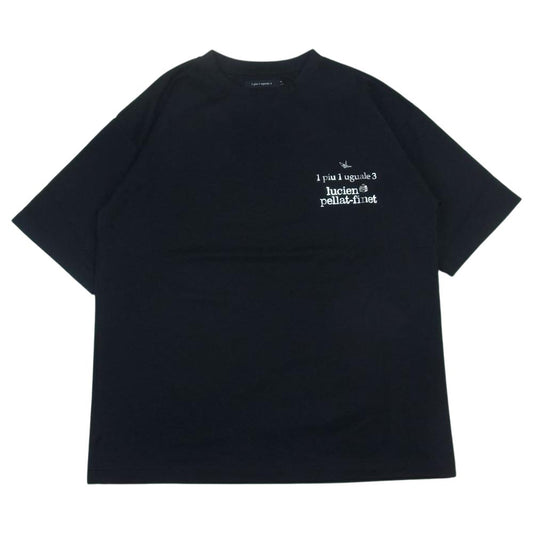 1piu1uguale3 ウノピュウノウグァーレトレ MRT290 COT357 lucien pellat-finet ルシアンペラフィネ BACK CAMO LEAF R-NECK TEE バックカモ リーフ ロゴプリント 半袖 Tシャツ ブラック系 5【美品】【中古】