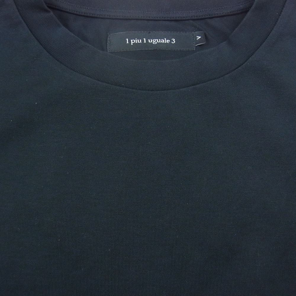 1piu1uguale3 ウノピュウノウグァーレトレ MRT290 COT357 lucien pellat-finet ルシアンペラフィネ BACK CAMO LEAF R-NECK TEE バックカモ リーフ ロゴプリント 半袖 Tシャツ ブラック系 5【美品】【中古】