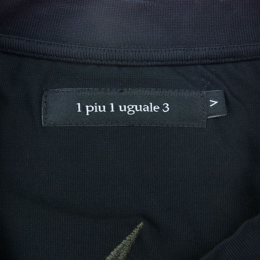 1piu1uguale3 ウノピュウノウグァーレトレ MRT290 COT357 lucien pellat-finet ルシアンペラフィネ BACK CAMO LEAF R-NECK TEE バックカモ リーフ ロゴプリント 半袖 Tシャツ ブラック系 5【美品】【中古】