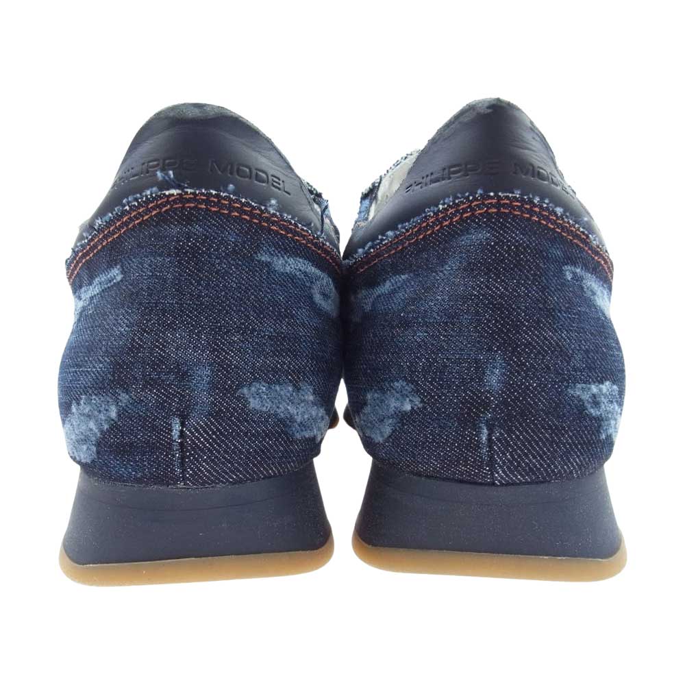 1piu1uguale3 ウノピュウノウグァーレトレ スニーカー PHILIPPE MODEL フィリップモデル別注 TROPEZ DENIM USED加工 デニム スニーカー インディゴブルー系 42【極上美品】【中古】 1piu1uguale3 ウノピュウノウグァーレトレ PHILIPPE MODEL フィリップ
