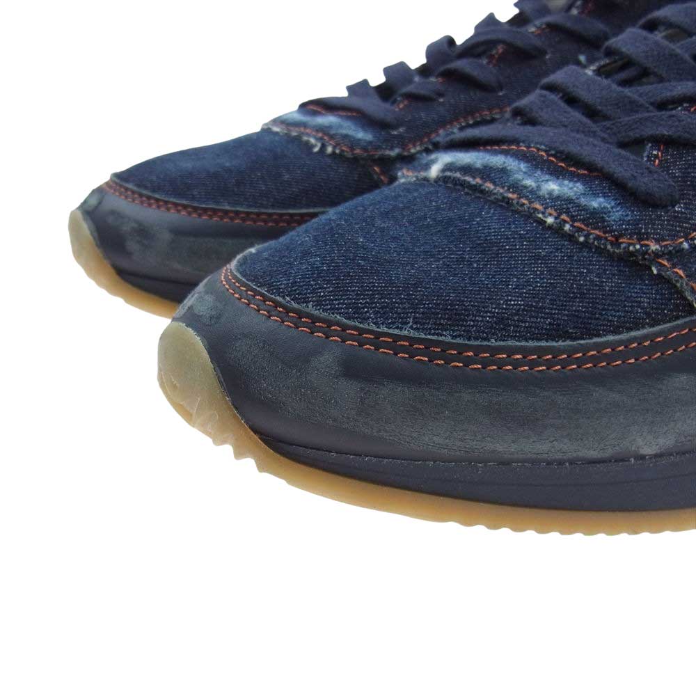1piu1uguale3 ウノピュウノウグァーレトレ スニーカー PHILIPPE MODEL フィリップモデル別注 TROPEZ DENIM USED加工 デニム スニーカー インディゴブルー系 42【極上美品】【中古】 1piu1uguale3 ウノピュウノウグァーレトレ PHILIPPE MODEL フィリップ