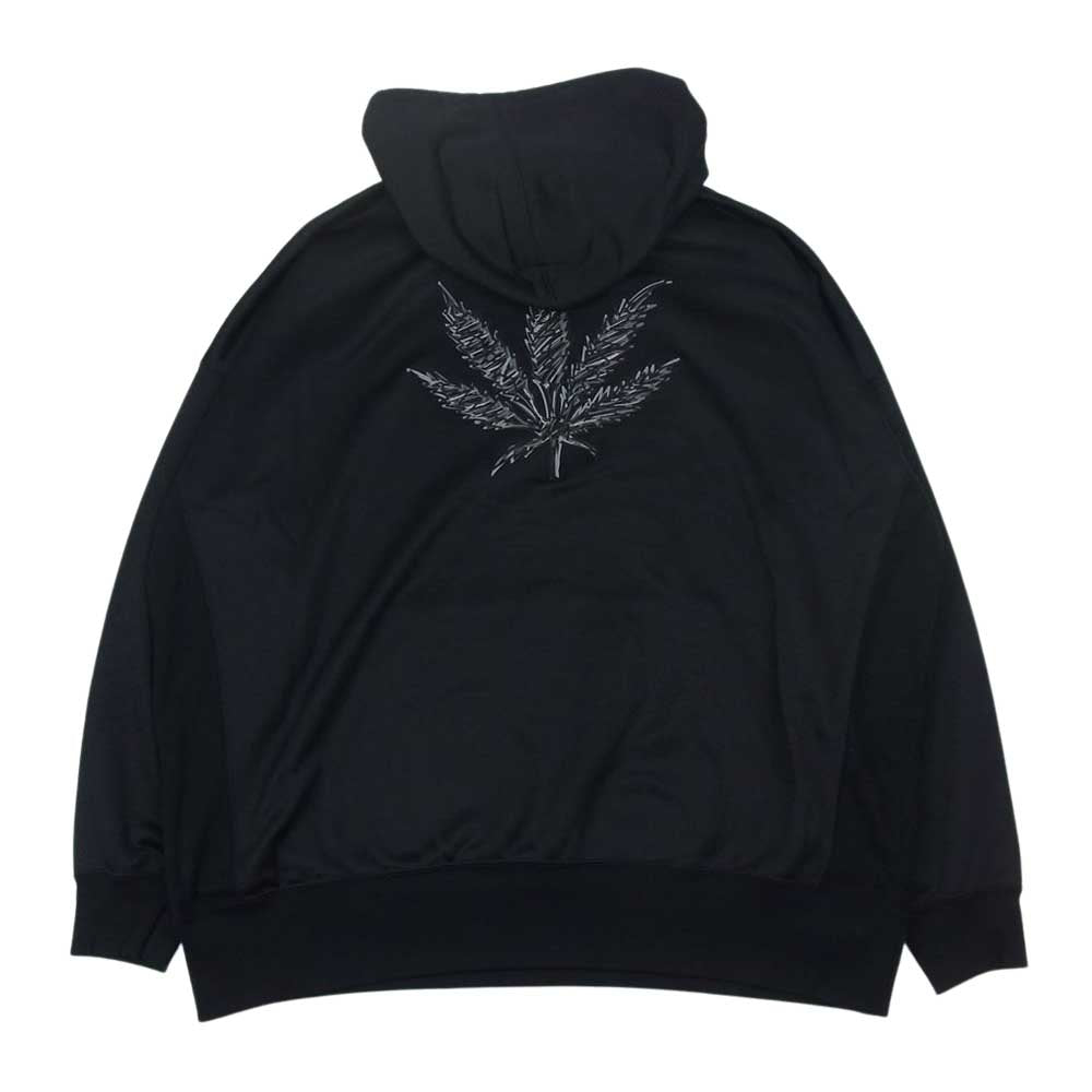 1piu1uguale3 ウノピュウノウグァーレトレ MRB566 CTP094 lucien pellat-finet ルシアンペラフィネ BACK LEAF PULLOVER PARKA バックリーフ プルオーバ― パーカー ブラック系 6【美品】【中古】