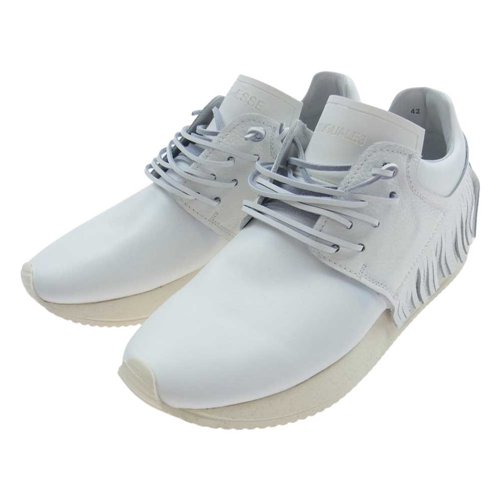 1piu1uguale3 ウノピュウノウグァーレトレ ESSE UT ESSE エッセユーティーエッセ別注 TINY KICKS FRINGE タイニーキックス フリンジ カーフレザー スニーカー ホワイト系 42【極上美品】【中古】