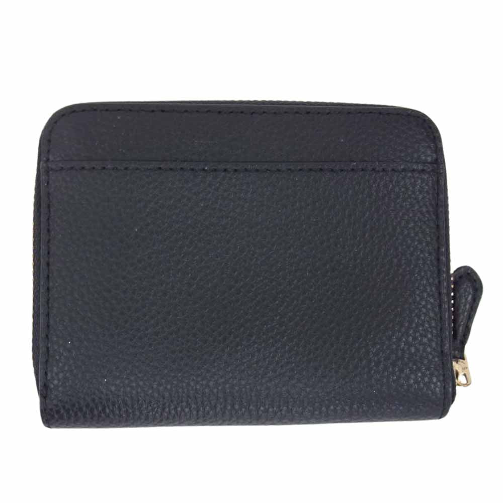 COACH コーチ レザー ラウンドジップ ウォレット 財布 ブラック系【中古】