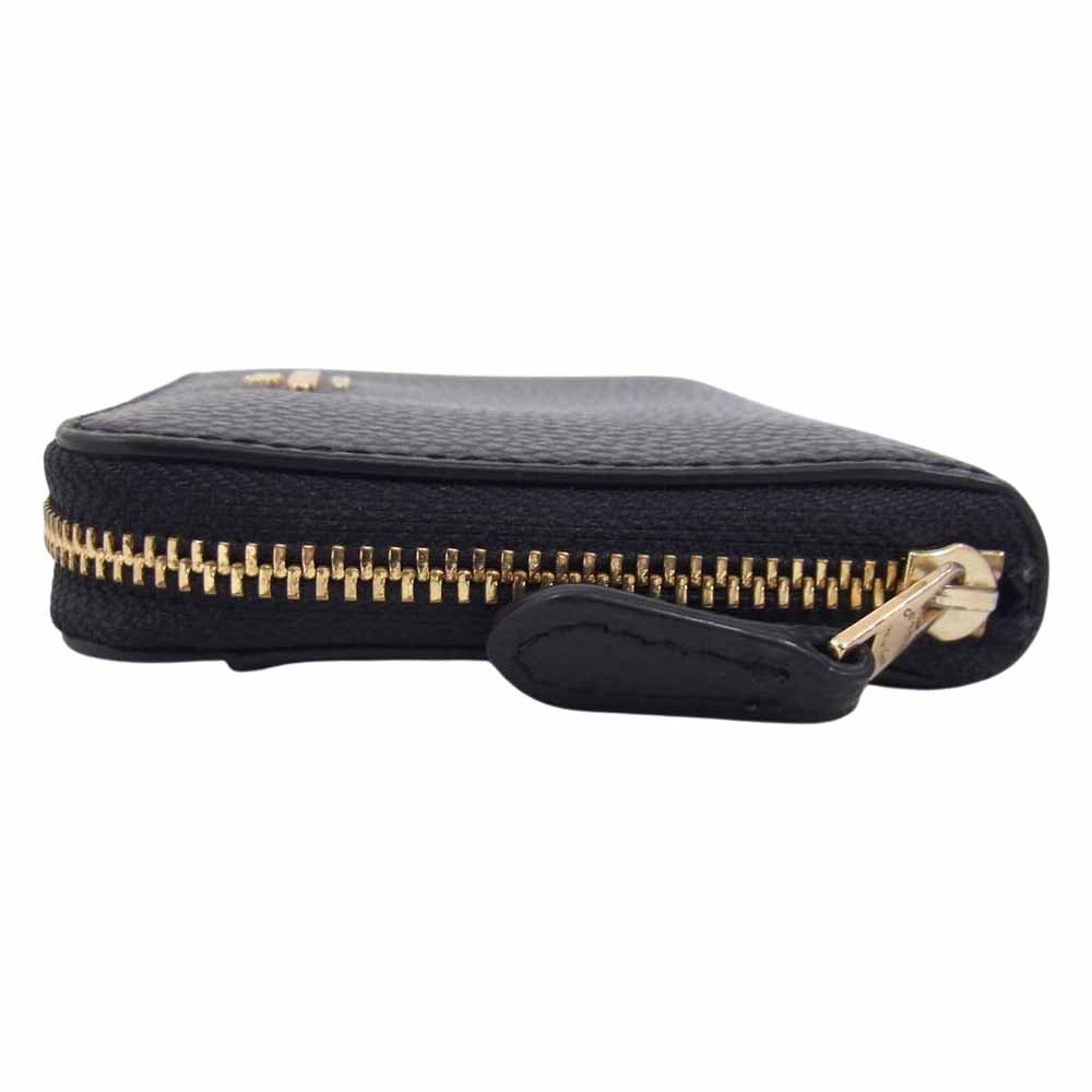 COACH コーチ レザー ラウンドジップ ウォレット 財布 ブラック系【中古】