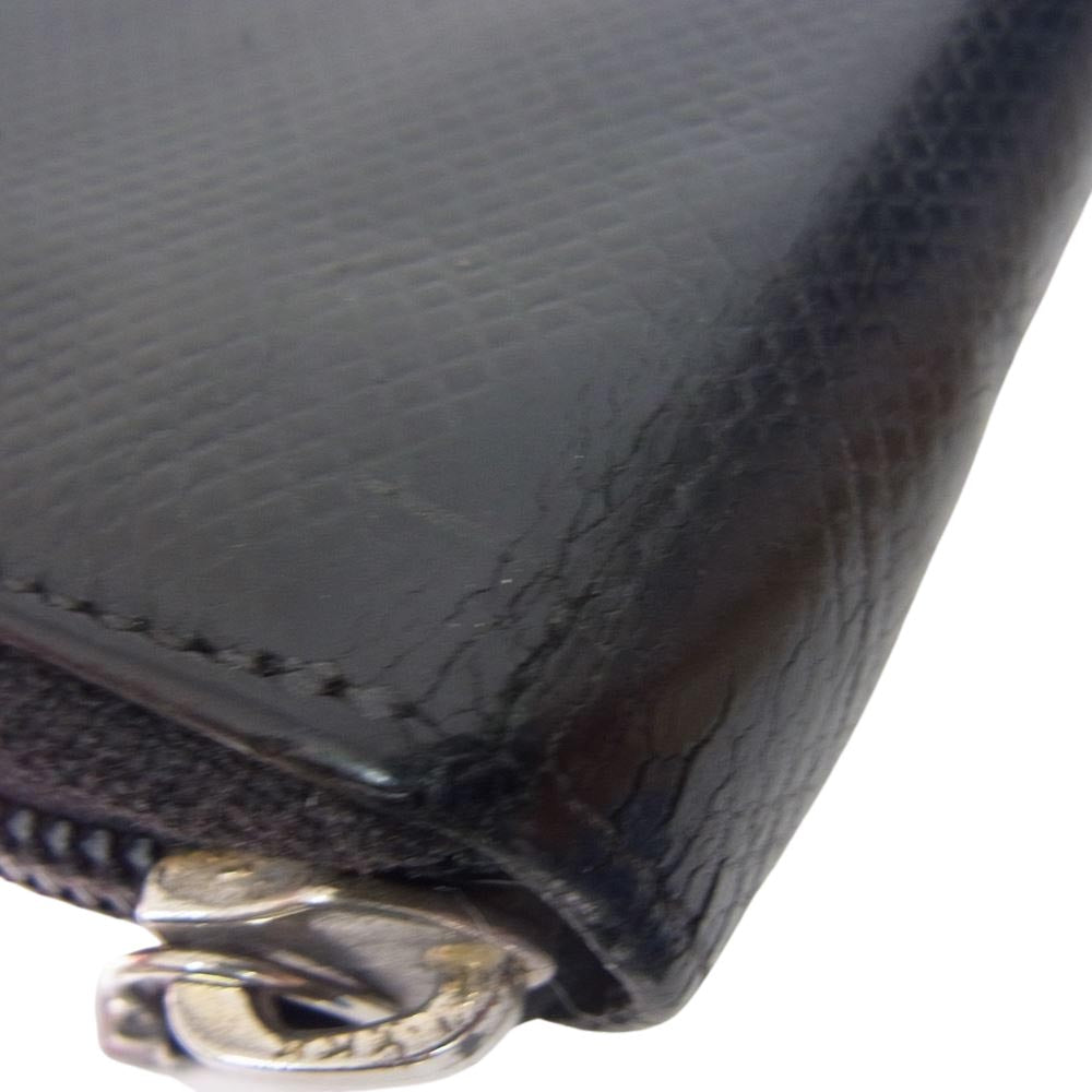 BOTTEGAVENETA ボッテガヴェネタ 122809 V0013 1000 ラウンドジップ 二つ折り 財布 ウォレット ブラック系【中古】