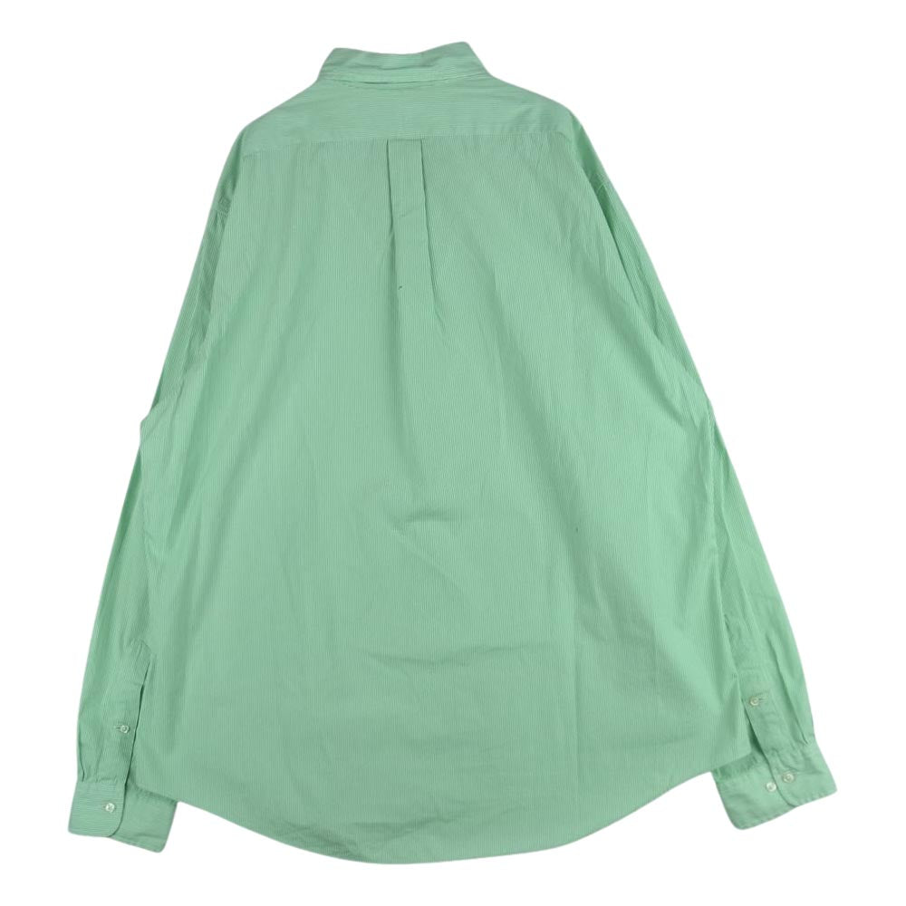 POLO RALPH LAUREN ポロ・ラルフローレン CUSTOM FIT B.D カスタムフィット ボタンダウン ストライプ 長袖 シャツ ライトグリーン系 17.5【中古】