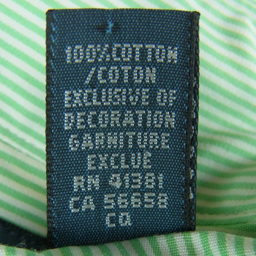 POLO RALPH LAUREN ポロ・ラルフローレン CUSTOM FIT B.D カスタムフィット ボタンダウン ストライプ 長袖 シャツ ライトグリーン系 17.5【中古】