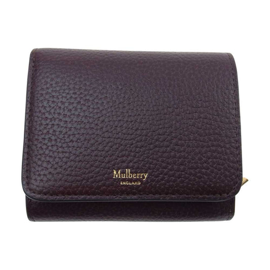 MULBERRY マルベリー RL5074/346 Small Continental French Purse Grain Veg Tanned 財布 二つ折り パープル系 F【中古】