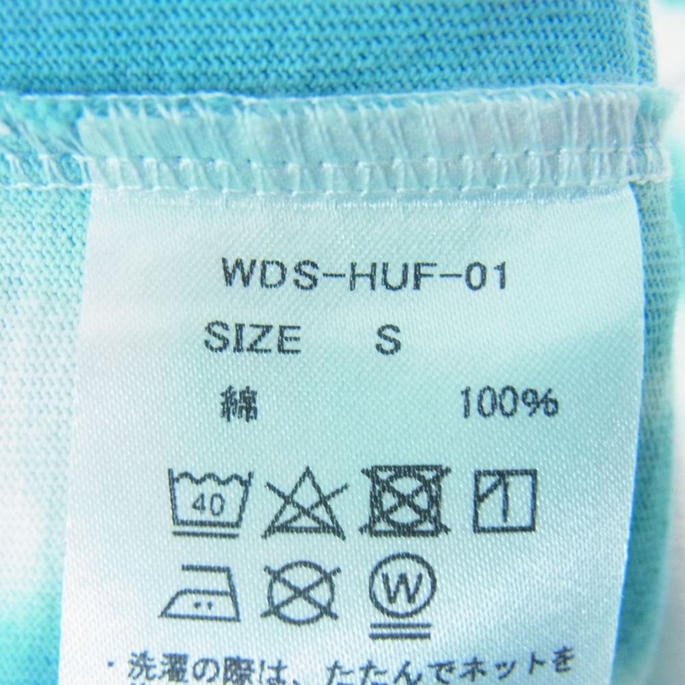 WIND AND SEA ウィンダンシー WDS-HUF-01 × HUF ハフ SOLID AND TIE DYE TEE ソリッド アンド タイダイ ロゴ プリント 半袖 Tシャツ ブルー系 S【中古】