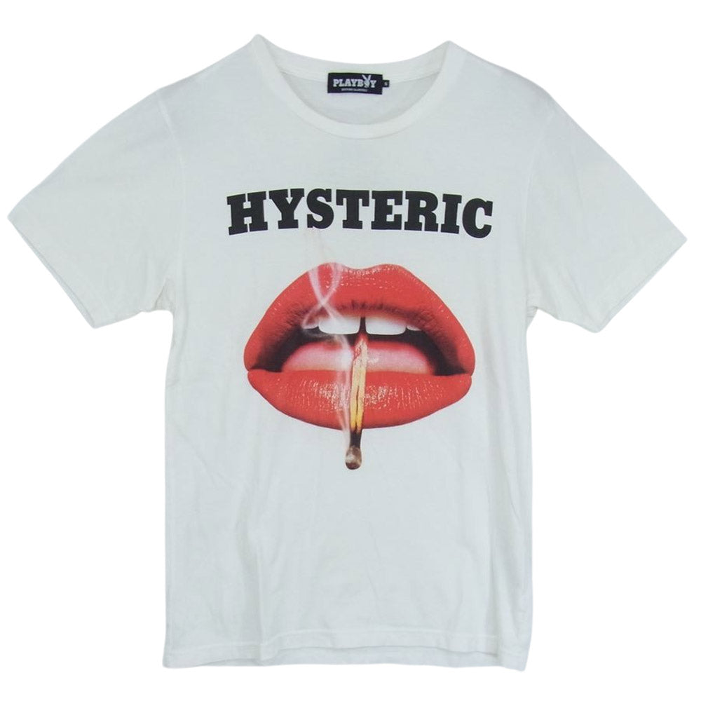 HYSTERIC GLAMOUR ヒステリックグラマー 1261CT03 × PLAYBOY プレイボーイ LIP TEE リップ プリント Tシャツ ホワイト系 S【中古】
