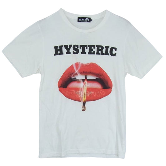 HYSTERIC GLAMOUR ヒステリックグラマー 1261CT03 × PLAYBOY プレイボーイ LIP TEE リップ プリント Tシャツ ホワイト系 S【中古】