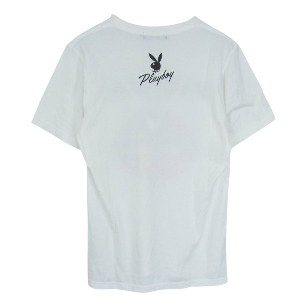 HYSTERIC GLAMOUR ヒステリックグラマー 1261CT03 × PLAYBOY プレイボーイ LIP TEE リップ プリント Tシャツ ホワイト系 S【中古】