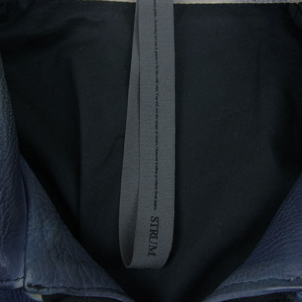 STRUM ストラム STL052-01 Burning dyed 地生フルタンニン カーフシュリンク シングルライダース ジャケット ネイビー系 M【中古】