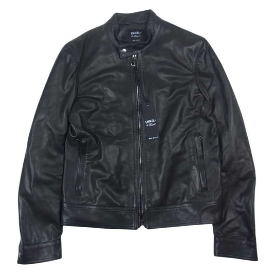 エンメティ JURI 190 NAPPA CERA NERO ナッパ シングル ライダース ジャケット ラムレザー ブラック系 44【美品】【中古】