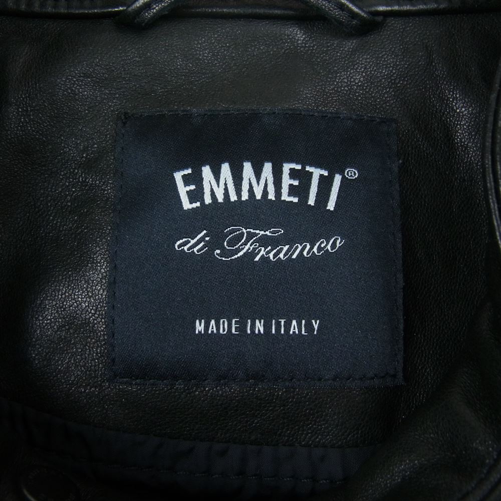 エンメティ JURI 190 NAPPA CERA NERO ナッパ シングル ライダース ジャケット ラムレザー ブラック系 44【美品】【中古】