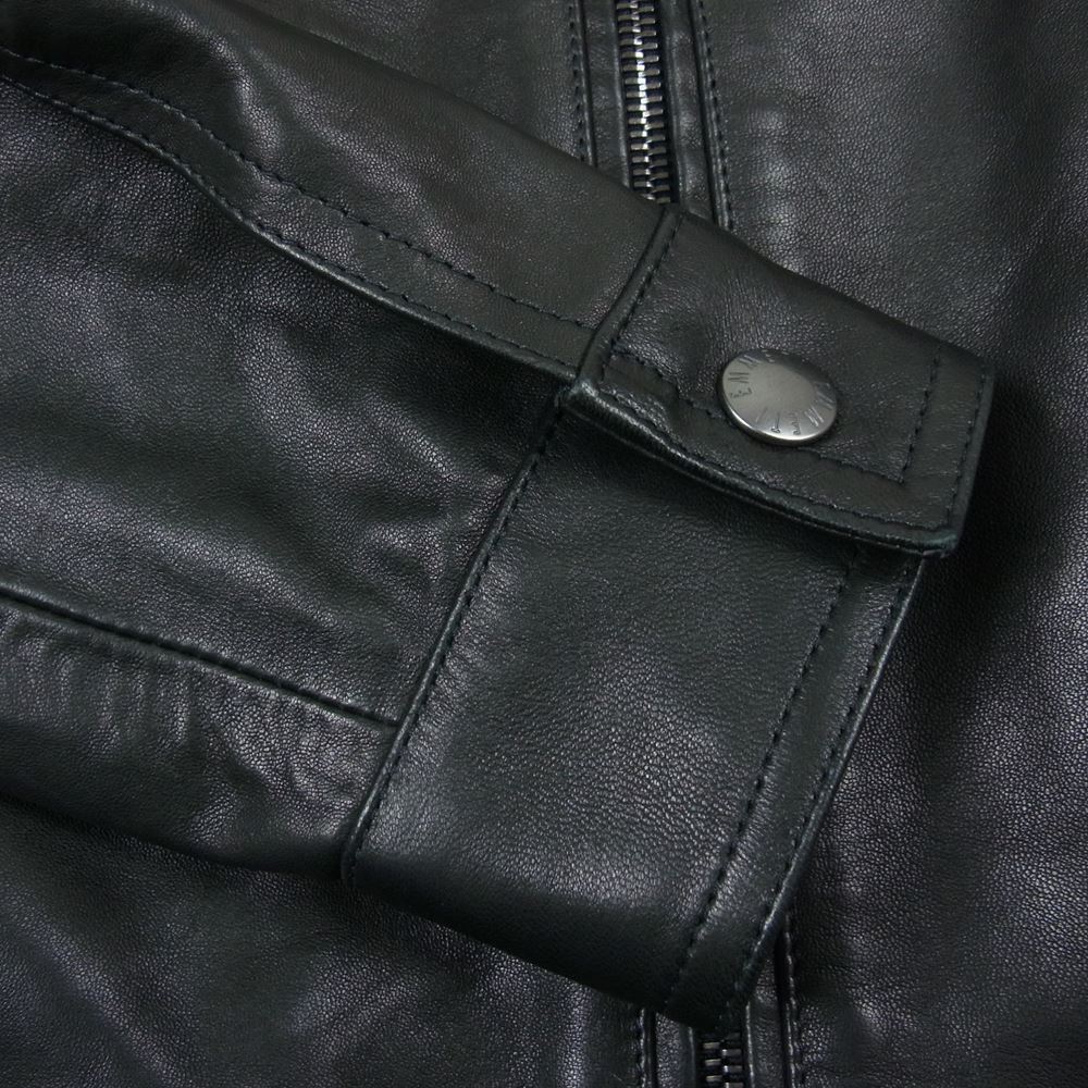 エンメティ JURI 190 NAPPA CERA NERO ナッパ シングル ライダース ジャケット ラムレザー ブラック系 44【美品】【中古】