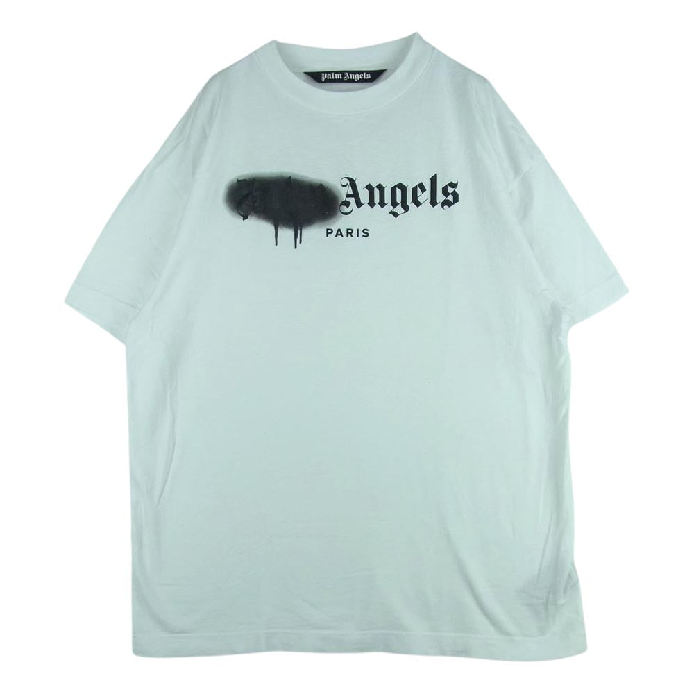 PALM ANGELS パームエンジェルス PMAA001S20413023 Paris パリ ロゴ プリント 半袖 Tシャツ ポルトガル製 ホワイト系 XL【中古】