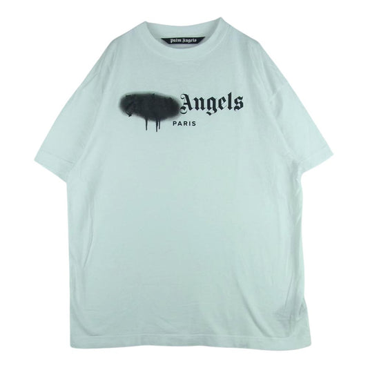 PALM ANGELS パームエンジェルス PMAA001S20413023 Paris パリ ロゴ プリント 半袖 Tシャツ ポルトガル製 ホワイト系 XL【中古】