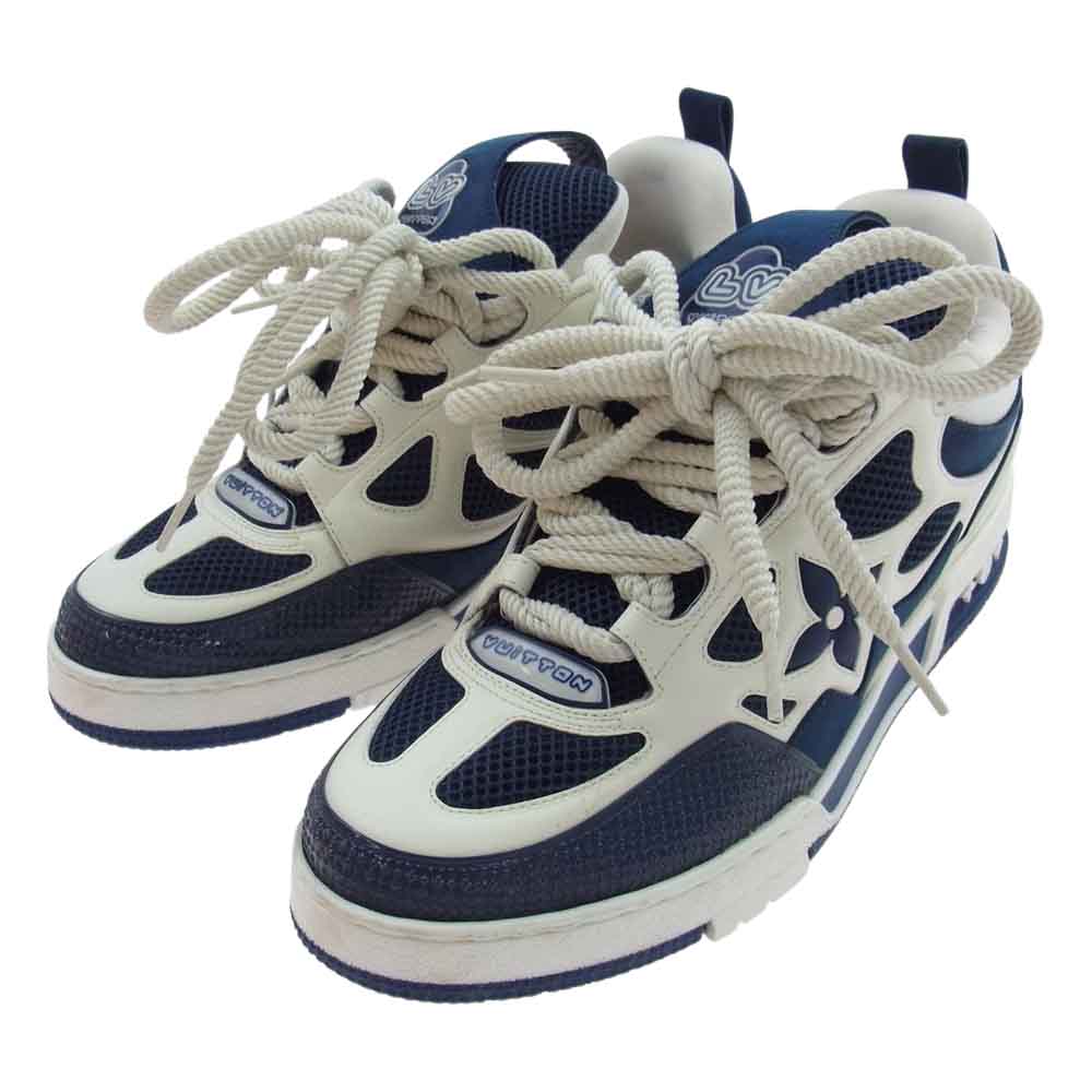 LOUIS VUITTON ルイ・ヴィトン GO1202 1AARRL 23SS LV Skate Sneaker LVスケート・ライン メッシュ スニーカー ネイビー系 ホワイト系 9【中古】