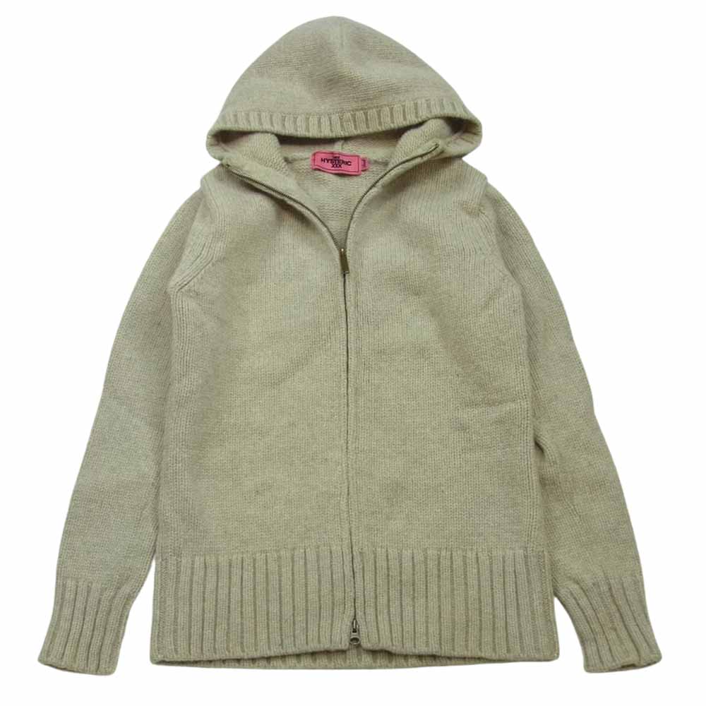 HYSTERIC GLAMOUR ヒステリックグラマー 5ND-0051 THEE HYSTERIC XXX ウール ニット フルジップ パーカー グレイッシュベージュ系 S【中古】