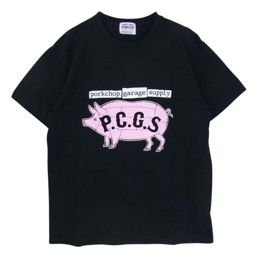 ポークチョップガレージサプライ クルーネック プリント 半袖 Tシャツ ブラック系 L【中古】