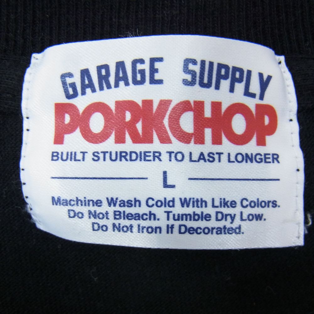 ポークチョップガレージサプライ クルーネック プリント 半袖 Tシャツ ブラック系 L【中古】