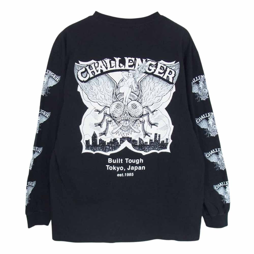 CHALLENGER チャレンジャー 21SS FLY L/S TEE 蝿 ハエ フライ ロゴプリント アームプリント ロングスリーブ 長袖 Tシャツ ブラック系 M【中古】