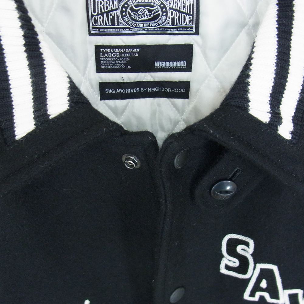 NEIGHBORHOOD ネイバーフッド SPSVN-JKM01S SVG ARCHIVES HELL AWAITS STADIUM 袖レザー アワードジャケット スタジャン ブラック系 L【中古】