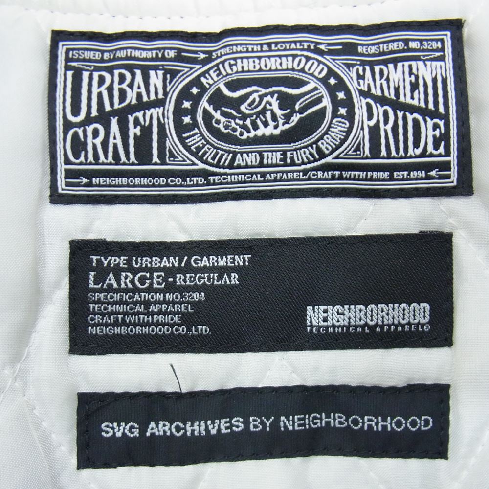 NEIGHBORHOOD ネイバーフッド SPSVN-JKM01S SVG ARCHIVES HELL AWAITS STADIUM 袖レザー アワードジャケット スタジャン ブラック系 L【中古】