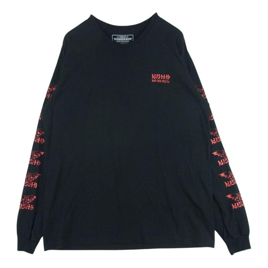 NEIGHBORHOOD ネイバーフッド NBHD 袖プリント ロングスリーブ 長袖 Tシャツ コットン 日本製 ブラック系 L【中古】