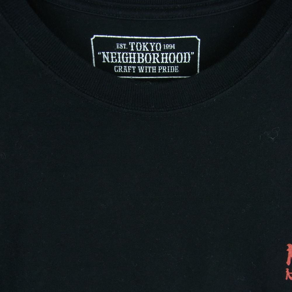 NEIGHBORHOOD ネイバーフッド NBHD 袖プリント ロングスリーブ 長袖 Tシャツ コットン 日本製 ブラック系 L【中古】