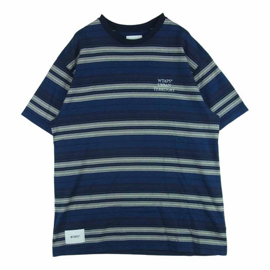 WTAPS ダブルタップス 22SS 221ATDT-CSM31 JAM COTTON コットン ボーダー 半袖 Tシャツ 日本製 ブルー系 ネイビー系 02【中古】