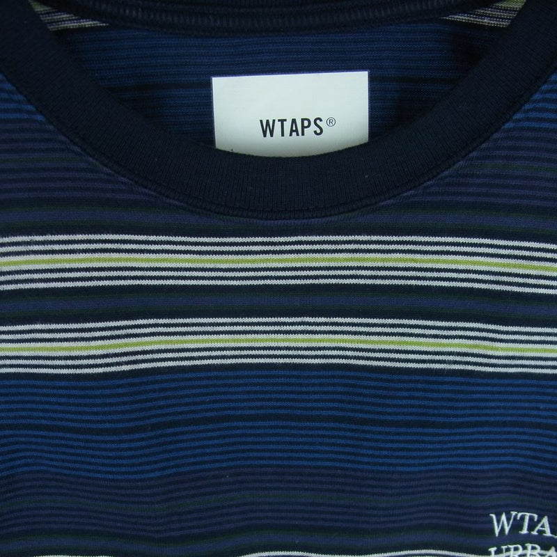 WTAPS ダブルタップス 22SS 221ATDT-CSM31 JAM COTTON コットン ボーダー 半袖 Tシャツ 日本製 ブルー系 ネイビー系 02【中古】
