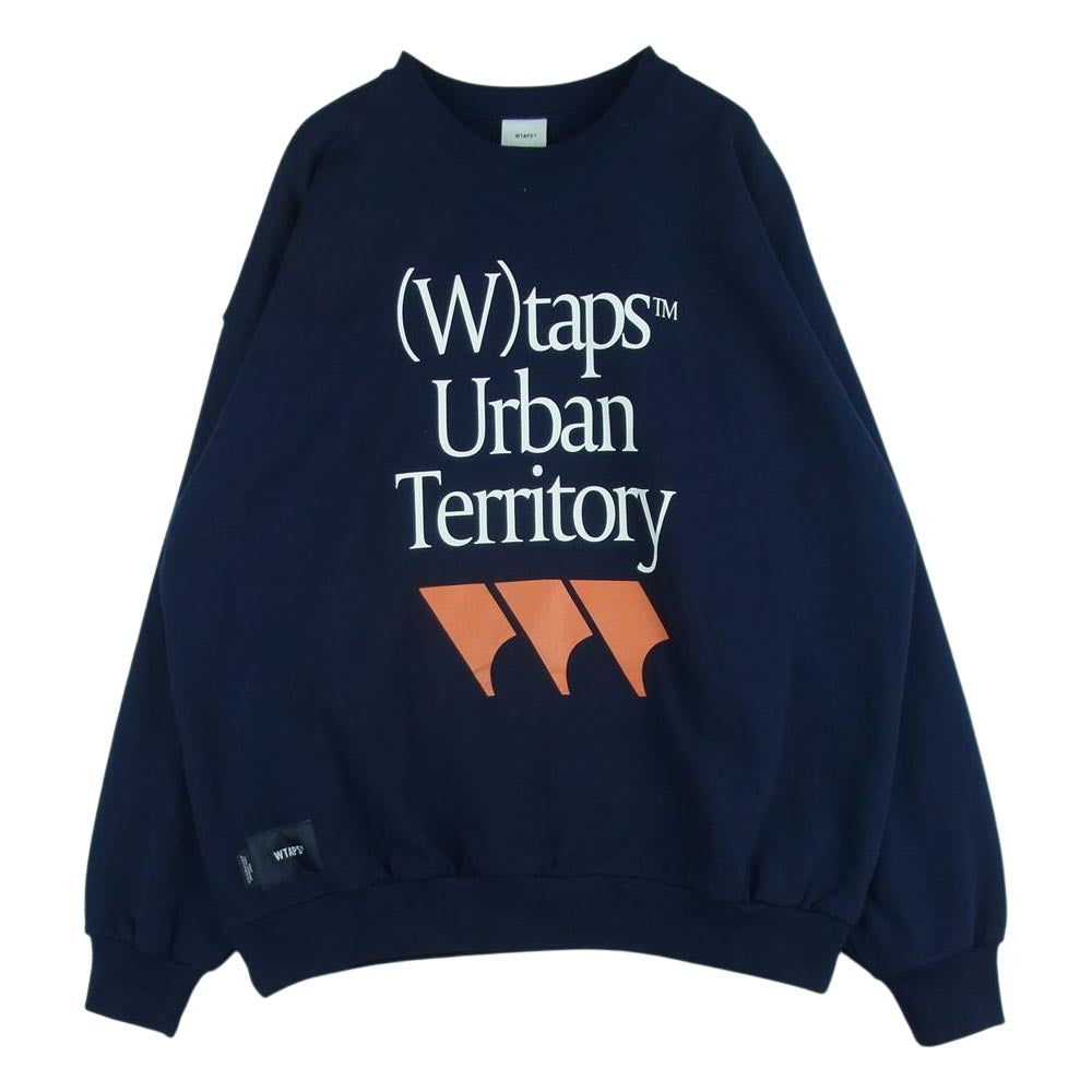 WTAPS ダブルタップス 22AW SNEAK CREW NECK SWEAT ロゴ クルーネック スウェット トレーナー ダークネイビー系 03【中古】