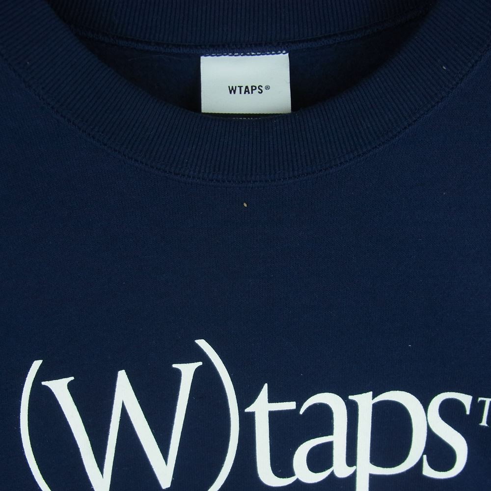 WTAPS ダブルタップス 22AW SNEAK CREW NECK SWEAT ロゴ クルーネック スウェット トレーナー ダークネイビー系 03【中古】