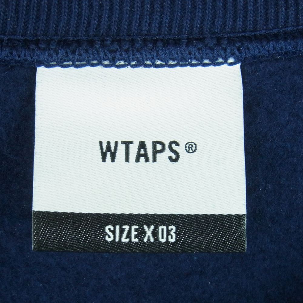WTAPS ダブルタップス 22AW SNEAK CREW NECK SWEAT ロゴ クルーネック スウェット トレーナー ダークネイビー系 03【中古】