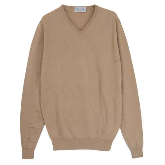 JOHN SMEDLEY ジョンスメドレー 英国製 ウール Vネック ニット セーター ベージュ ベージュ系 M【中古】