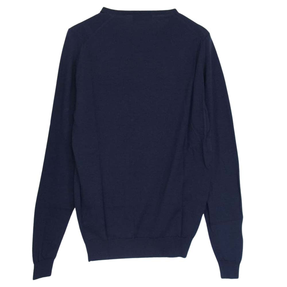 JOHN SMEDLEY ジョンスメドレー 英国製 ウール Vネック ニット セーター ネイビー ネイビー系 M【中古】