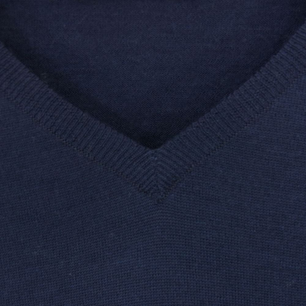 JOHN SMEDLEY ジョンスメドレー 英国製 ウール Vネック ニット セーター ネイビー ネイビー系 M【中古】