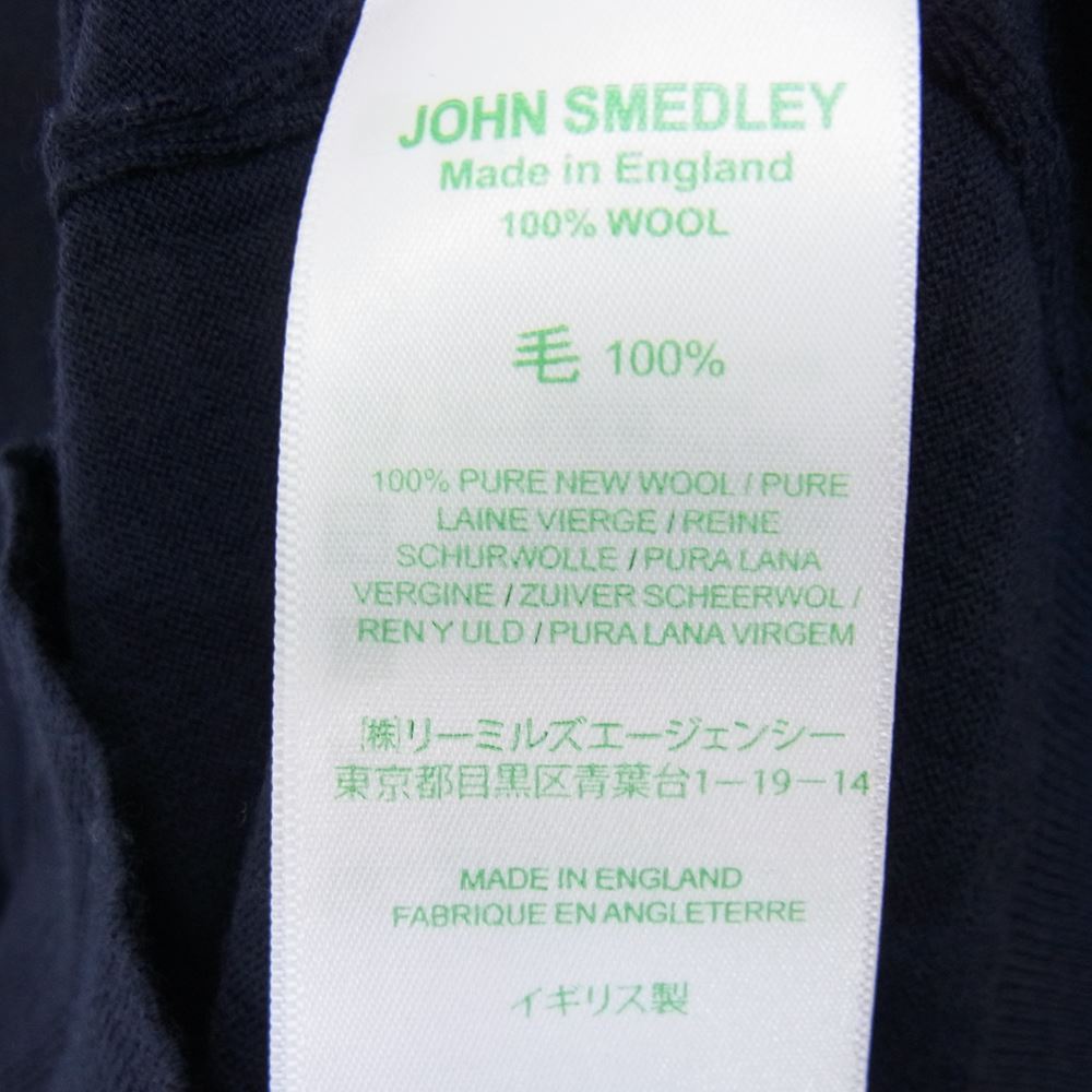 JOHN SMEDLEY ジョンスメドレー 英国製 ウール Vネック ニット セーター ネイビー ネイビー系 M【中古】