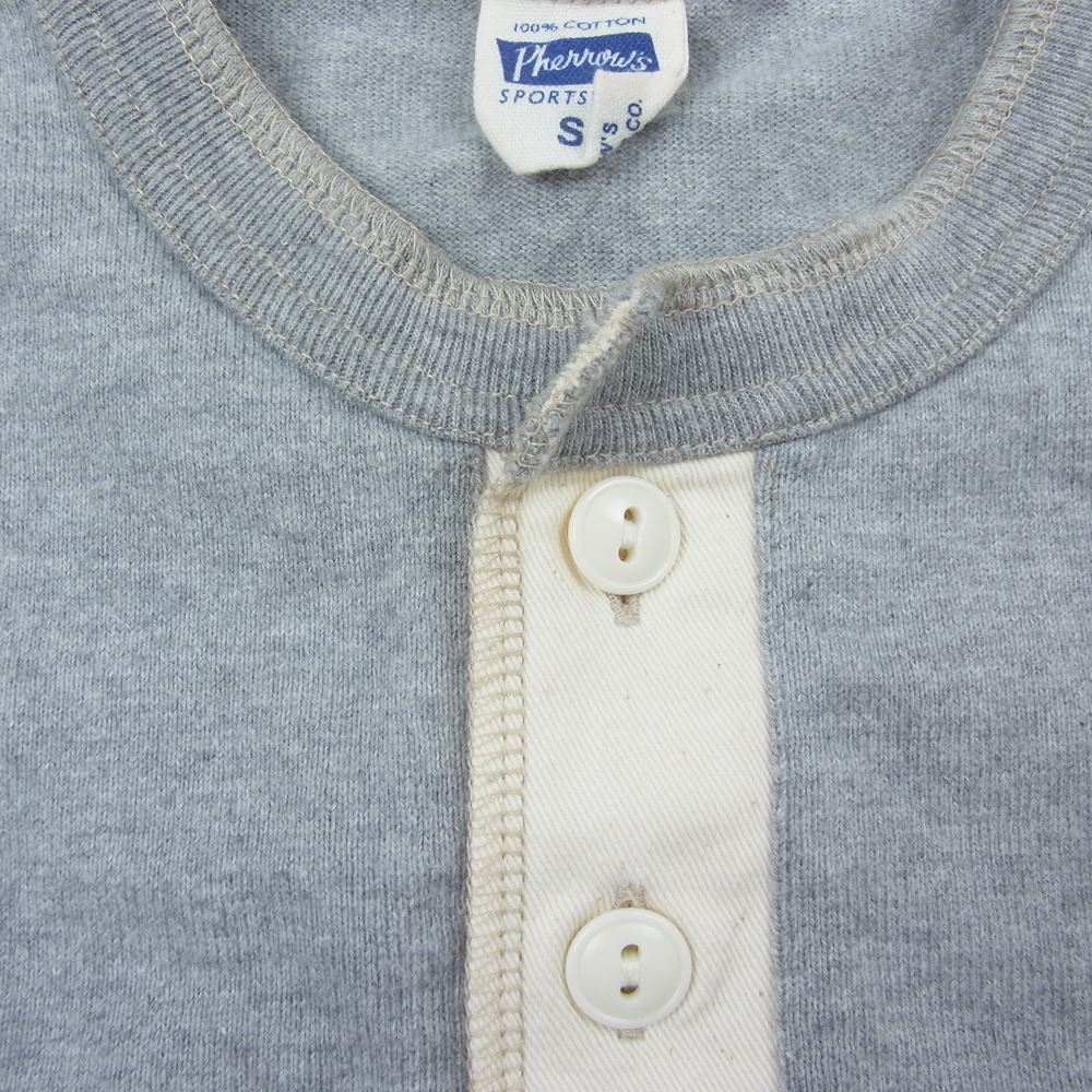 Pherrow's フェローズ ヘンリーネック カットオフ 長袖 カットソー Tシャツ グレー系 S【中古】