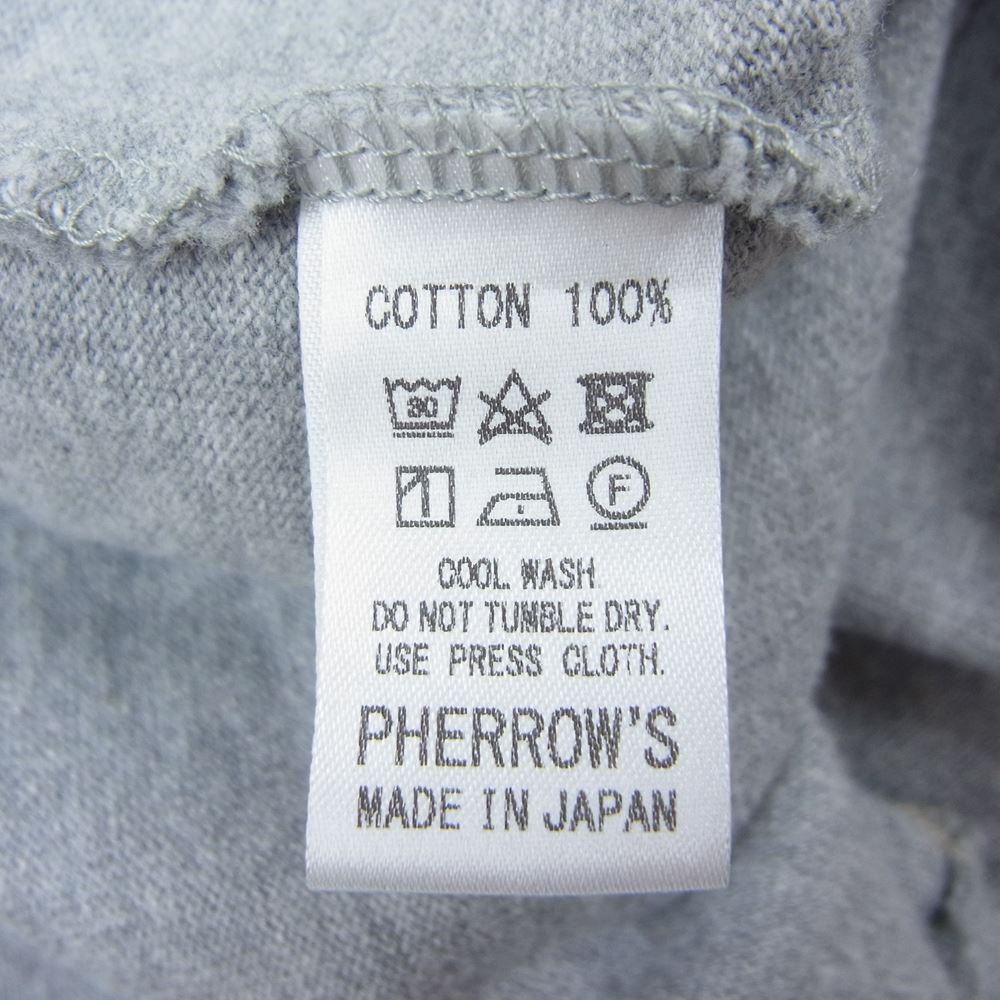 Pherrow's フェローズ ヘンリーネック カットオフ 長袖 カットソー Tシャツ グレー系 S【中古】