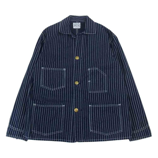 The REAL McCOY'S ザリアルマッコイズ Joe McCOY ジョーマッコイ 8HOUR UNION ウォバッシュ ストライプ カバーオール ジャケット インディゴブルー系 36【中古】