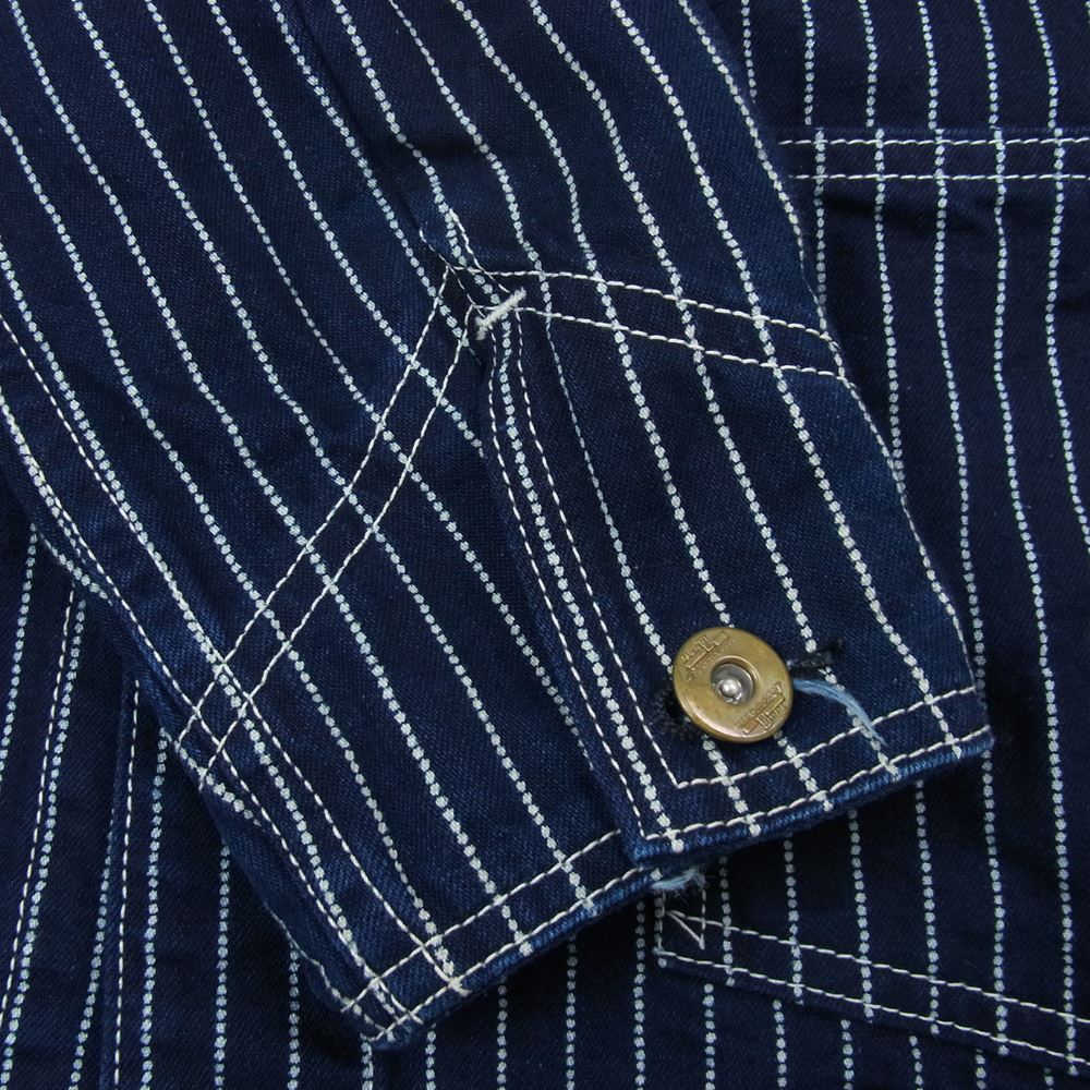 The REAL McCOY'S ザリアルマッコイズ Joe McCOY ジョーマッコイ 8HOUR UNION ウォバッシュ ストライプ カバーオール ジャケット インディゴブルー系 36【中古】