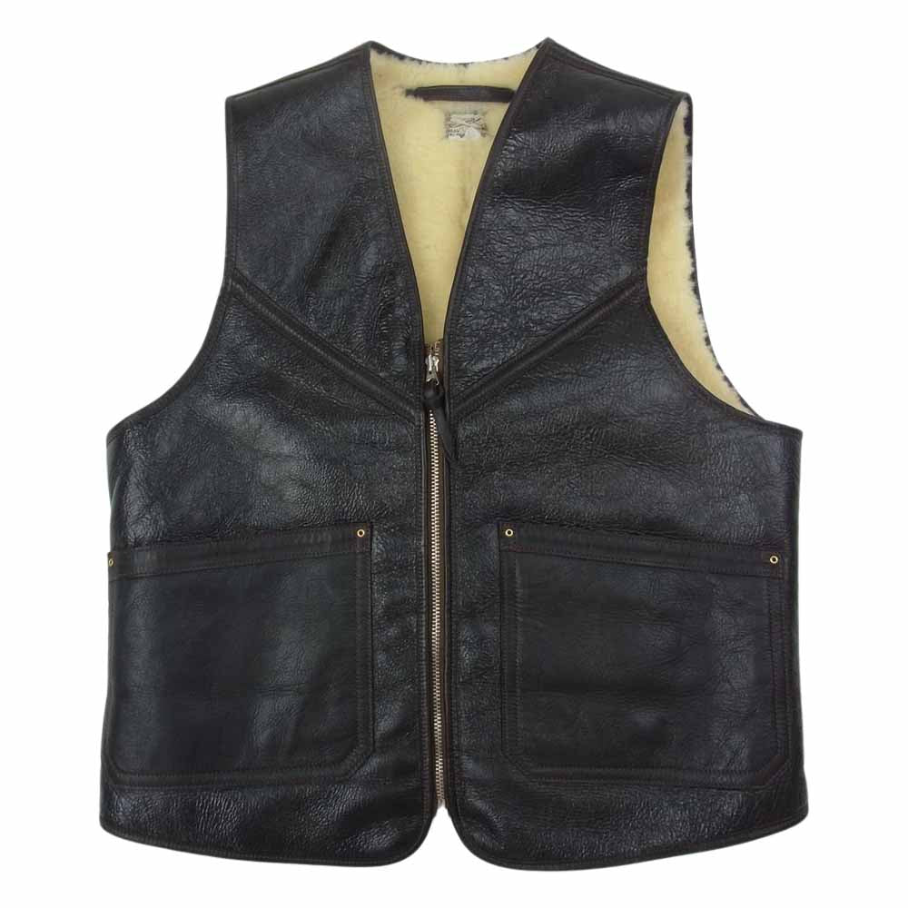 The REAL McCOY'S ザリアルマッコイズ MJ22104 TYPE C-3 VEST シープスキン ボア レザー ムートン ベスト ブラウン系 S【美品】【中古】
