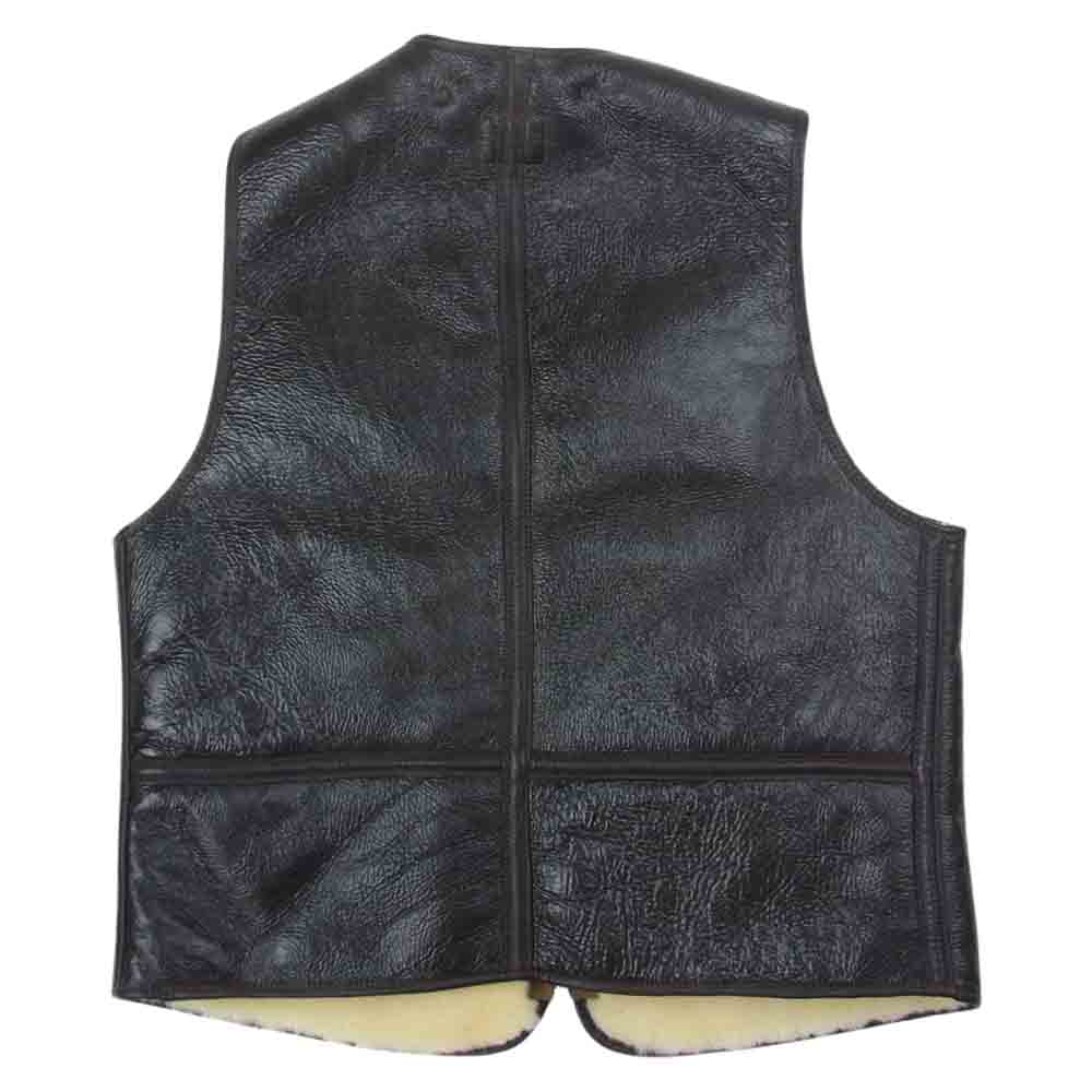The REAL McCOY'S ザリアルマッコイズ MJ22104 TYPE C-3 VEST シープスキン ボア レザー ムートン ベスト ブラウン系 S【美品】【中古】
