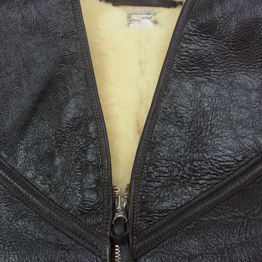 The REAL McCOY'S ザリアルマッコイズ MJ22104 TYPE C-3 VEST シープスキン ボア レザー ムートン ベスト ブラウン系 S【美品】【中古】