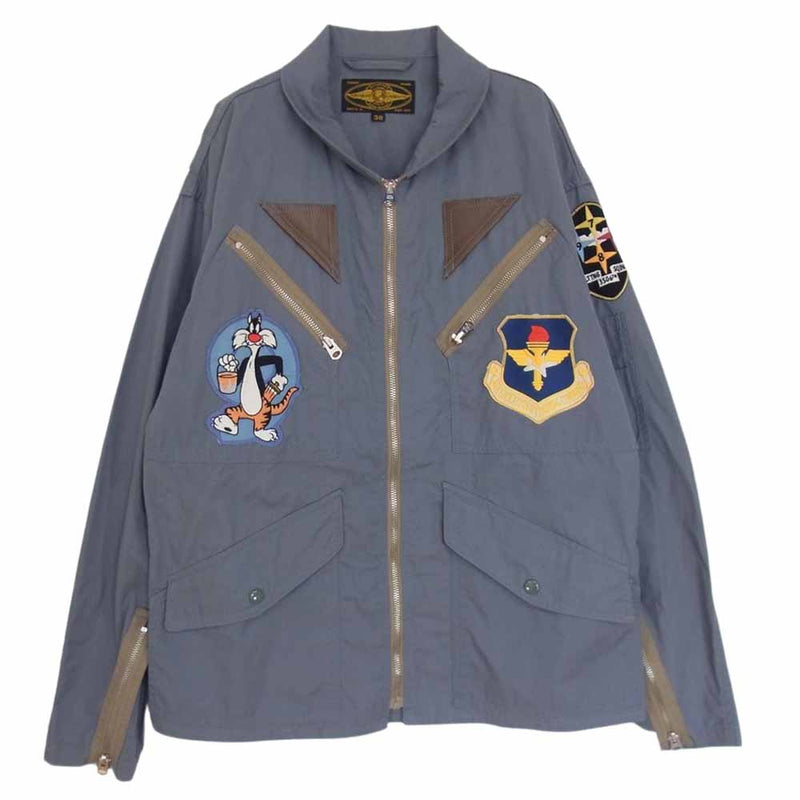 TOY'S McCOY トイズマッコイ  TMJ1603 SUMMER FLYING JACKET SYLVESTER ATC GREENVILL サマーフライング ジャケット シルベスター シリアルナンバー付 グレー系 38【中古】